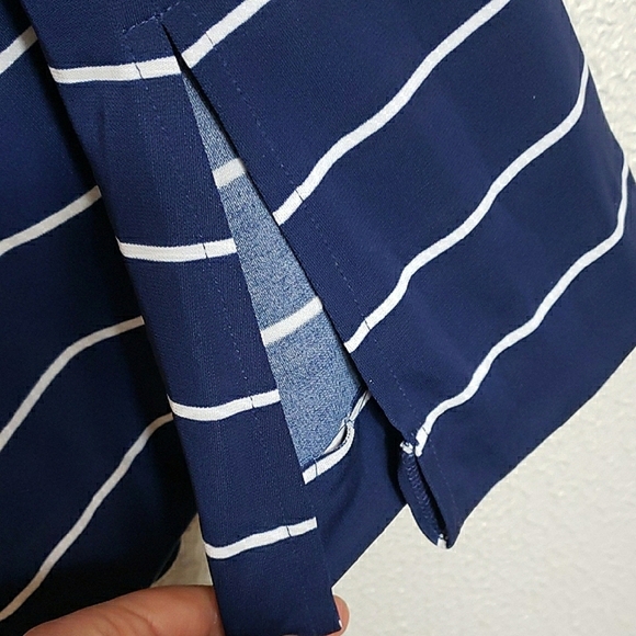 Talbots Navy Blue White Striped Sleeveless Maxi Dress V-neck Button Down Sz XLp - Picture 11 of 14